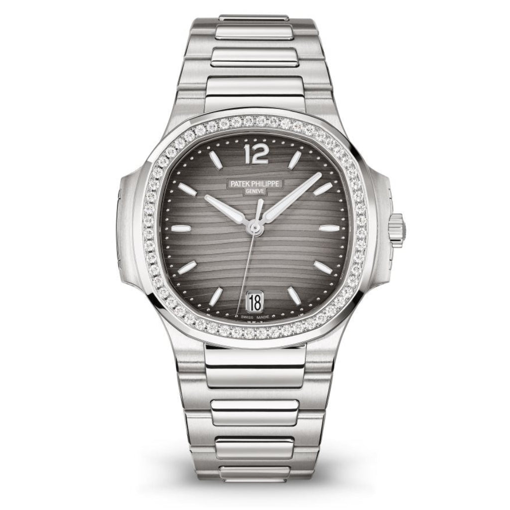 Patek Philippe Nautilus Gray Opaline Dial Stainless Steel &amp; Diamond Case/Braclet 35.2mm 7118-1200A-011 - WATCHXNYC