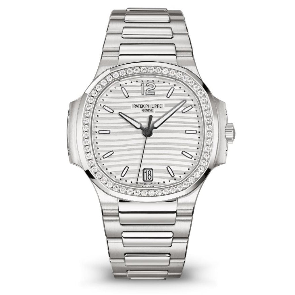 Patek Philippe Nautilus Silver Dial Stainless Steel &amp; Diamond Case/Bracelet 35.2mm 7118-1200A-010 - WATCHXNYC