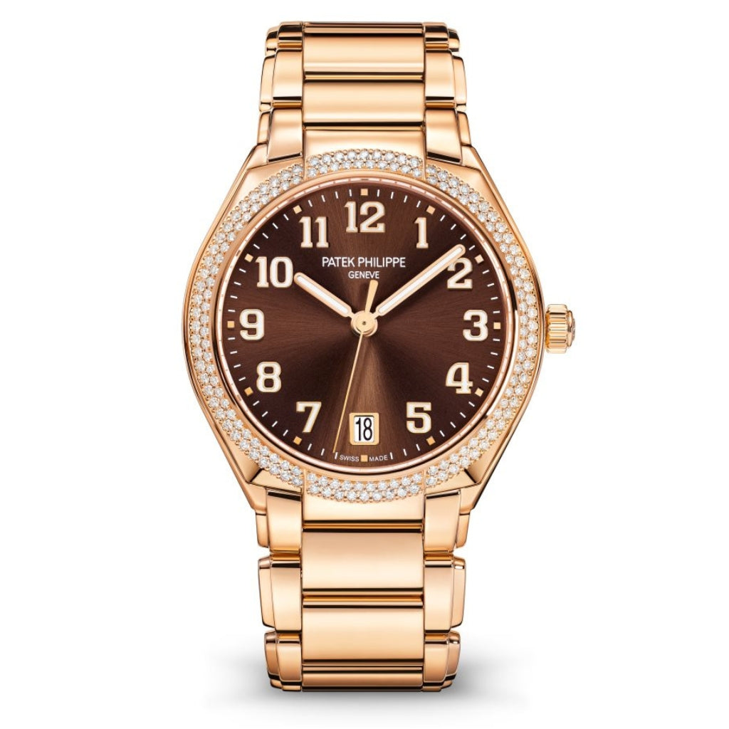 Patek Philippe Twenty~4 Automatic Brown Sunburst Dial Rose Gold &amp; Diamond Case/Bracelet 36mm 7300-1200R-001 - WATCHXNYC