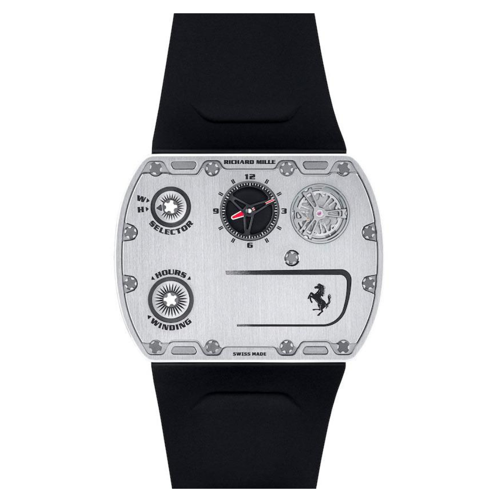 Richard Mille RMUP-01 Ferrari 51 mm Silver Dial Titanium Rubber Strap - WATCHXNYC