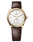 Rolex 1908 39 mm Intense White Dial 18 Kt Yellow Gold Matt Brown   Leather Strap m52508-0006 - WATCHXNYC