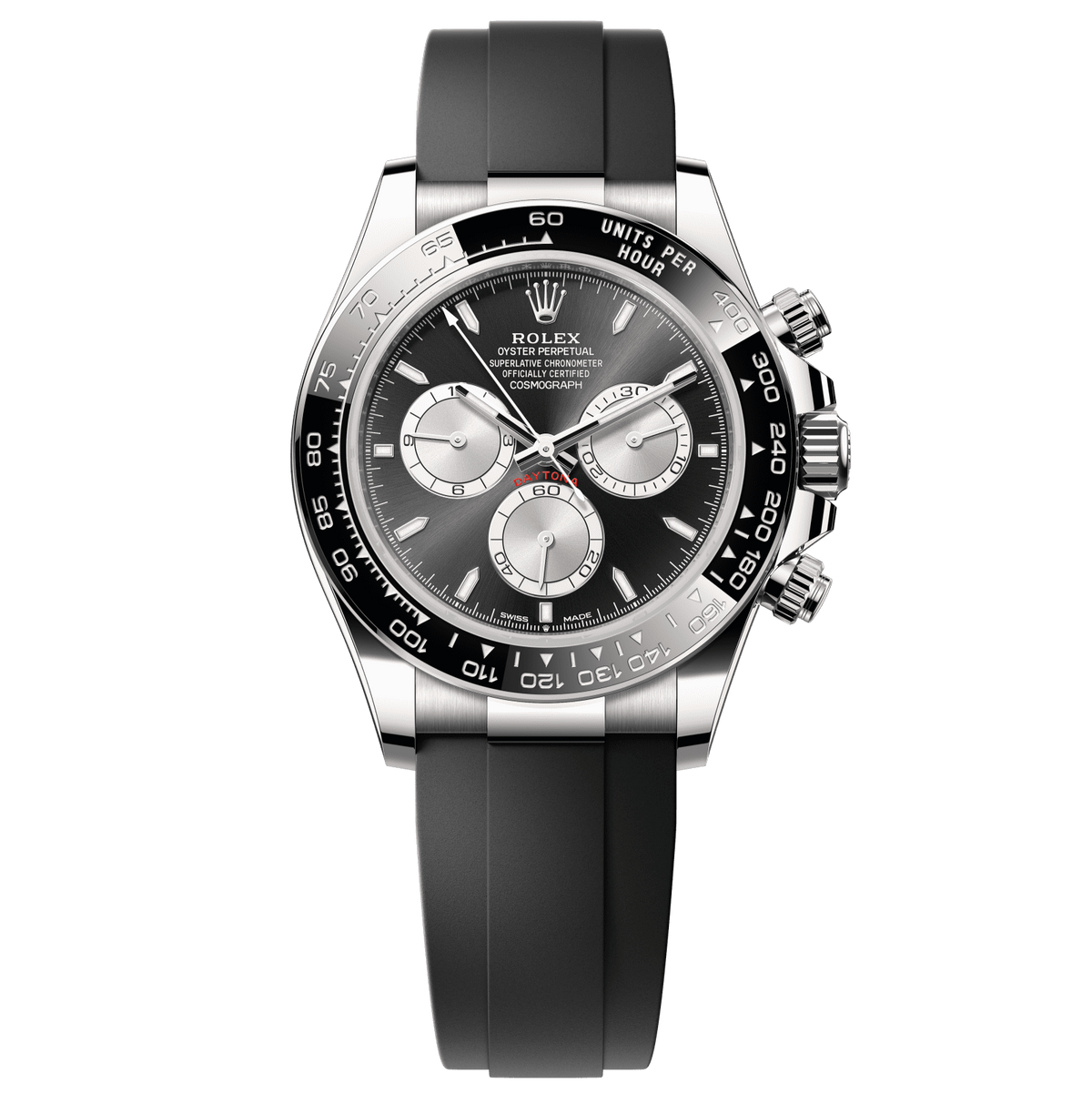 Rolex Cosmograph Daytona 40 mm Bright Black and Steel  Dial 18 kt White Gold Oysterflex Bracelet 126519ln-0002 - WATCHXNYC