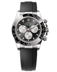 Rolex Cosmograph Daytona 40 mm Bright Black and Steel  Dial 18 kt White Gold Oysterflex Bracelet 126519ln-0002 - WATCHXNYC