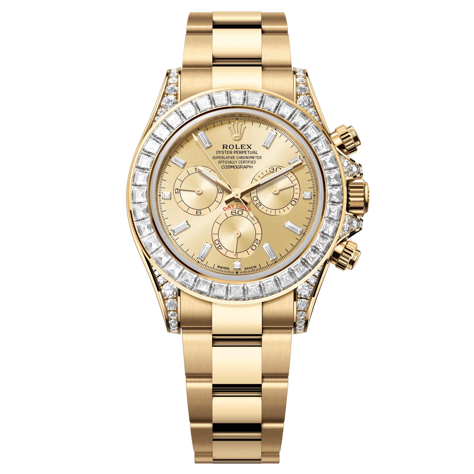 Rolex Cosmograph Daytona 40 mm Golden set with Diamonds Dial 18 kt Yellow Gold Oyster Bracelet 126598tbr-0001 - WATCHXNYC