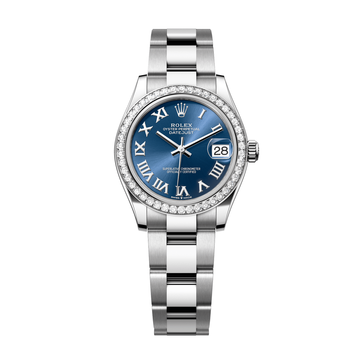 Rolex Datejust 31 31 mm Bright Blue  Dial with Diamonds Oystersteel and White Gold Oyster Bracelet 278384rbr-0038 - WATCHXNYC