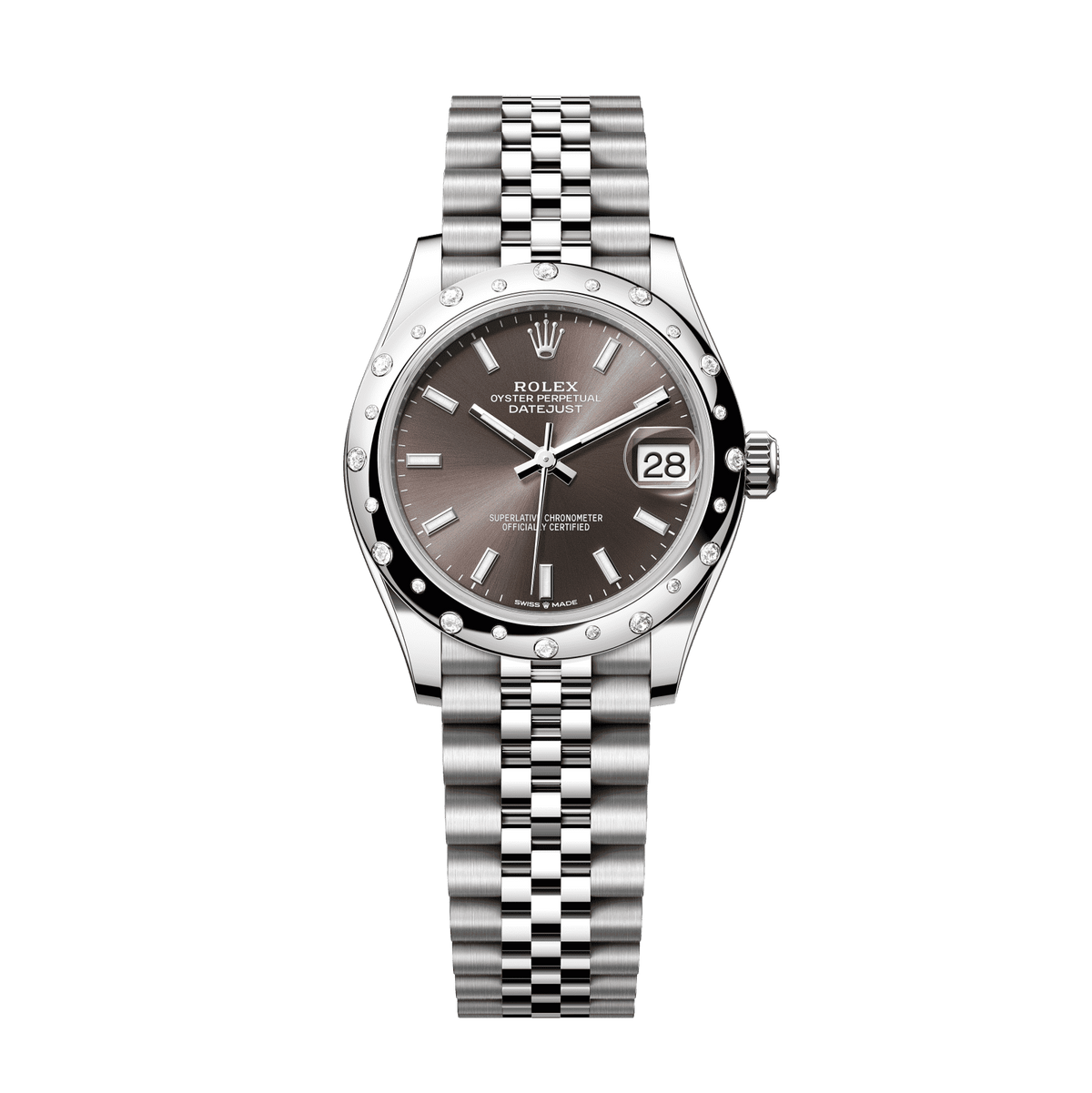 Rolex Datejust 31 31 mm Dark Grey Dial with Diamonds Oystersteel and White Gold Jubilee Bracelet 278344rbr-0018 - WATCHXNYC