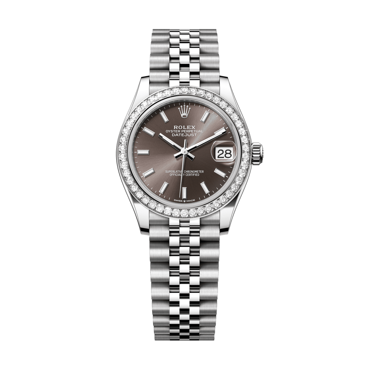 Rolex Datejust 31 31 mm Dark Grey Dial with Diamonds Oystersteel and White Gold Jubilee Bracelet 278384rbr-0020 - WATCHXNYC