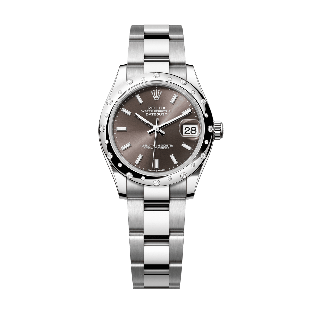 Rolex Datejust 31 31 mm Dark Grey Dial with Diamonds Oystersteel and White Gold Oyster Bracelet 278344rbr-0017 - WATCHXNYC
