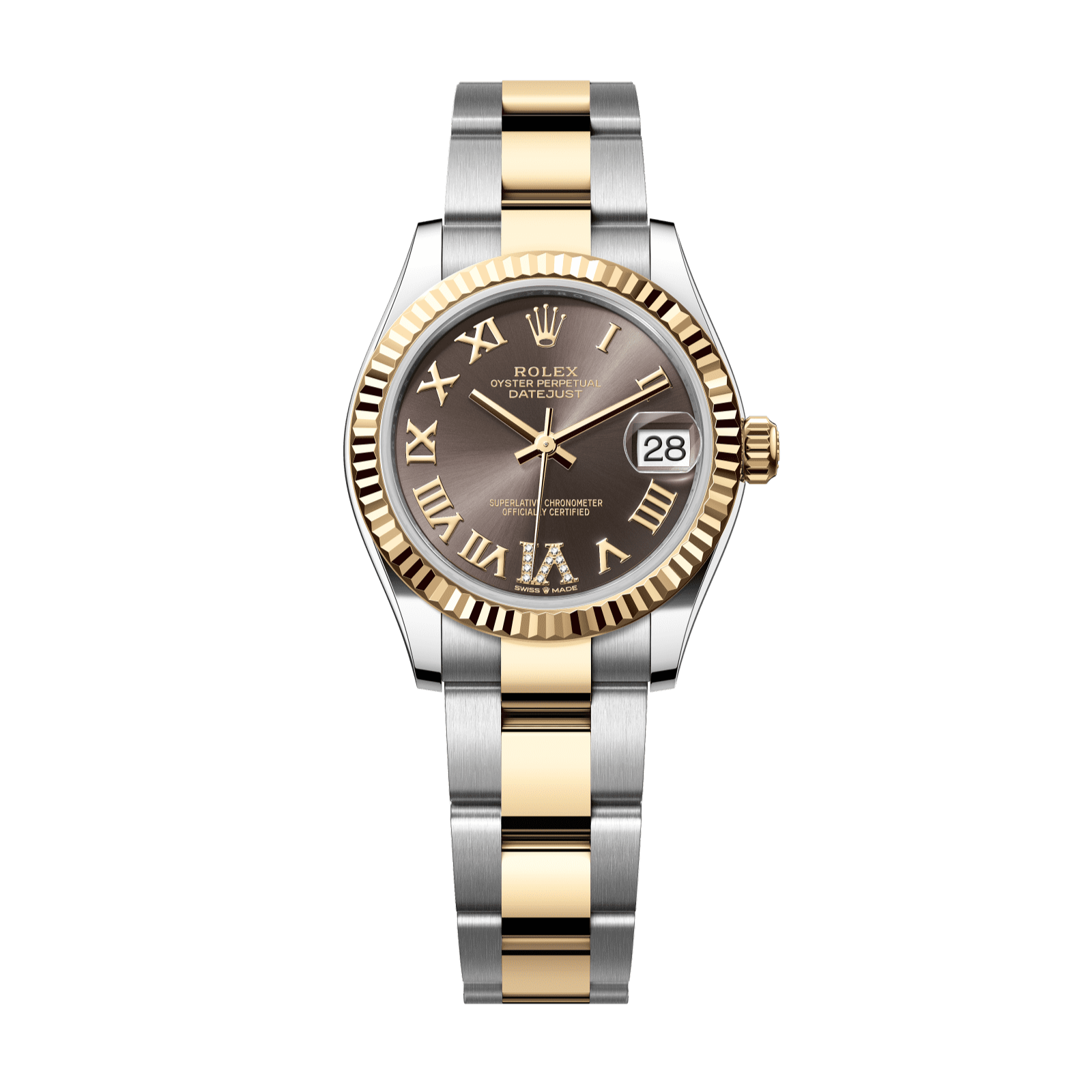 Rolex Datejust 31 31 mm Dark Grey Set With Diamonds Dial Oystersteel and 18k Yellow Gold Oyster Bracelet 278273-0017 - WATCHXNYC