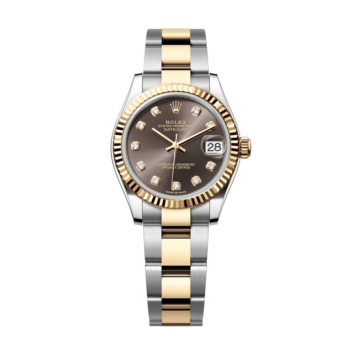 Rolex Datejust 31 31 mm Dark Grey Set With Diamonds Dial Oystersteel and 18k Yellow Gold Oyster Bracelet 278273-0021 - WATCHXNYC