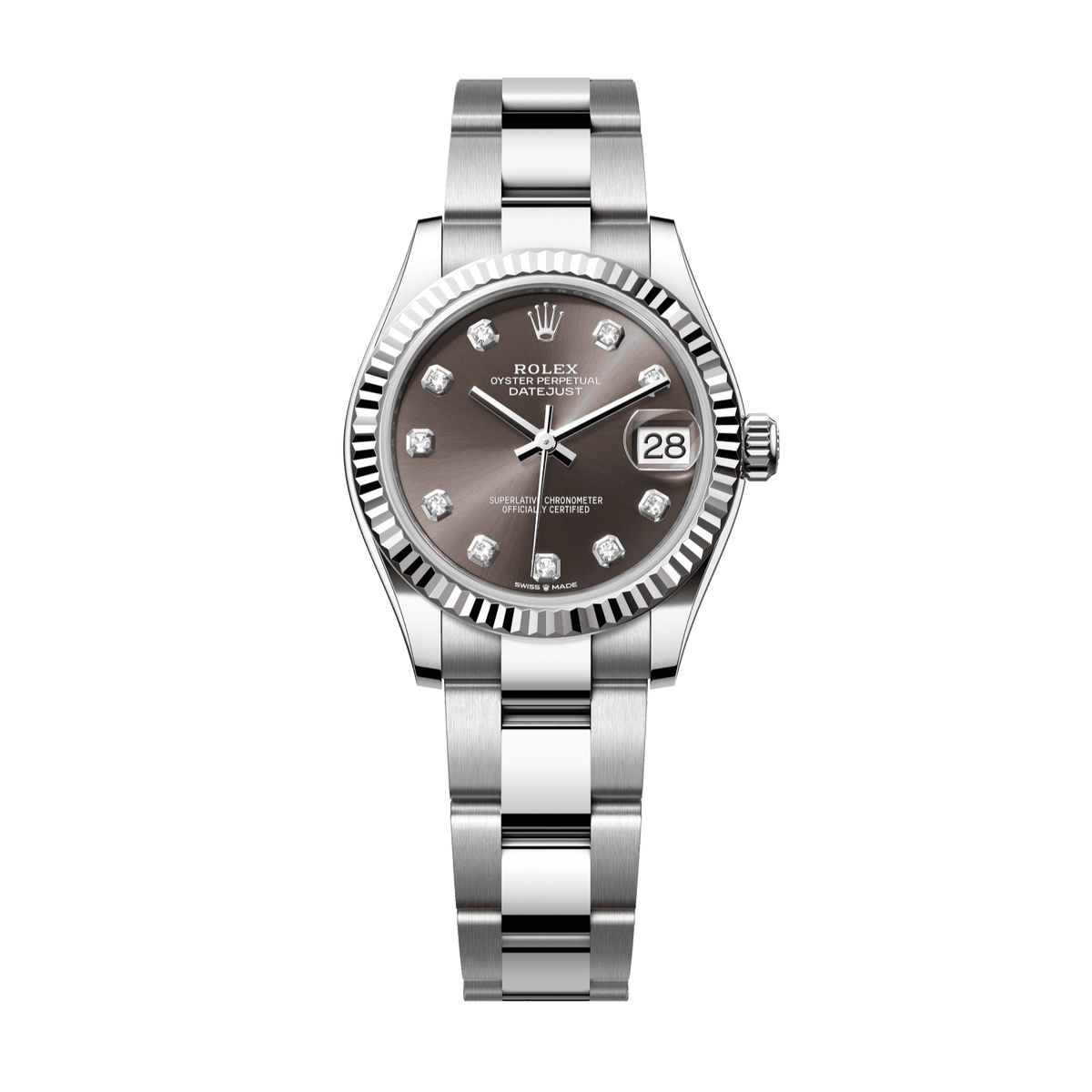 Rolex Datejust 31 31 mm Dark Grey Set With Diamonds Dial Oystersteel and White Gold Oyster Bracelet 278274-0007 - WATCHXNYC
