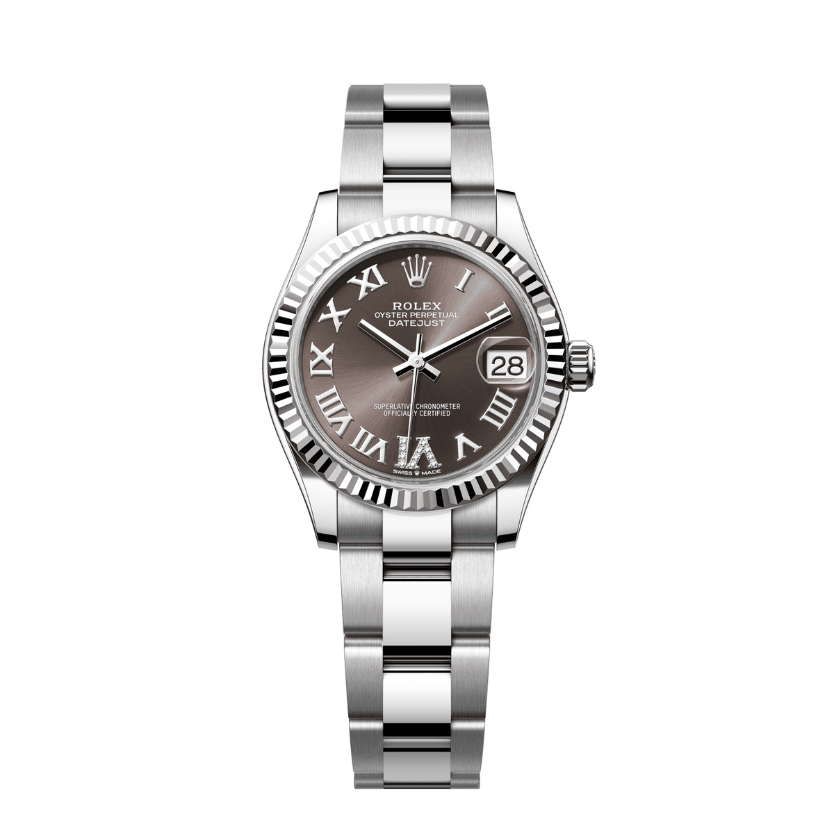Rolex Datejust 31 31 mm Dark Grey Set With Diamonds Dial Oystersteel and White Gold Oyster Bracelet 278274-0027 - WATCHXNYC