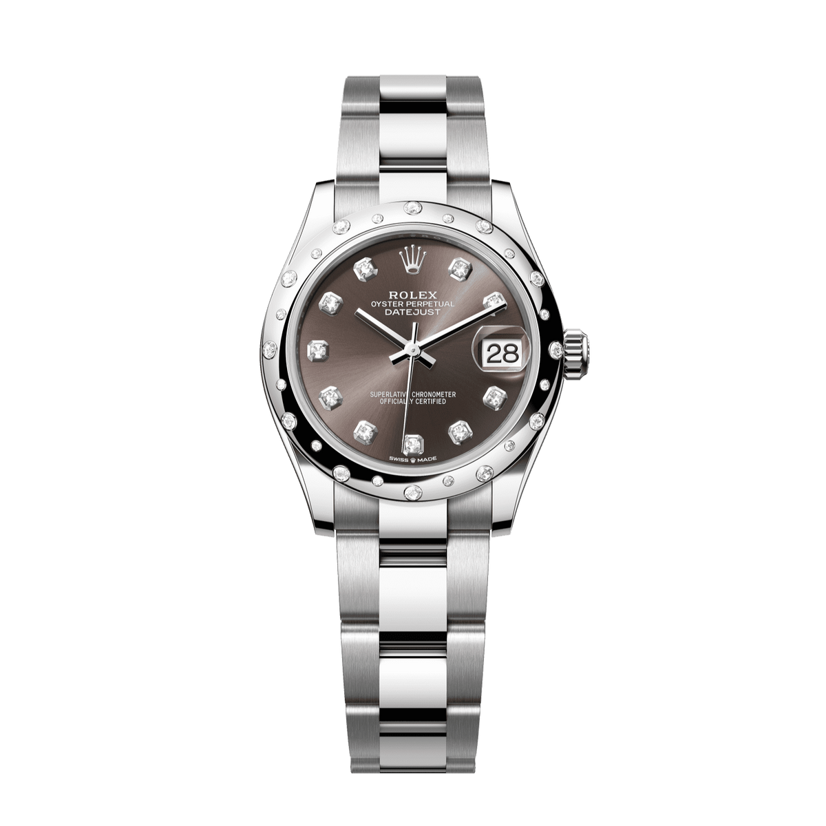 Rolex Datejust 31 31 mm Dark Grey Set With Diamonds Dial Oystersteel and White Gold Oyster Bracelet 278344rbr-0007 - WATCHXNYC