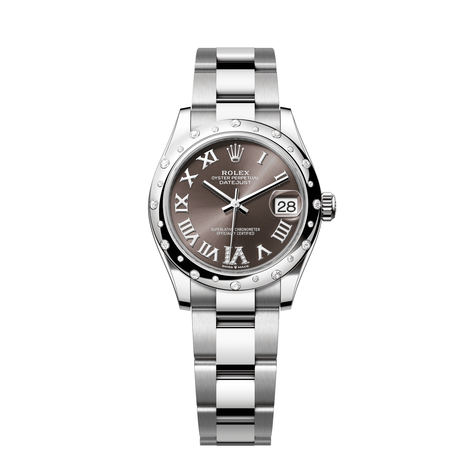 Rolex Datejust 31 31 mm Dark Grey Set With Diamonds Dial Oystersteel and White Gold Oyster Bracelet 278344rbr-0029 - WATCHXNYC