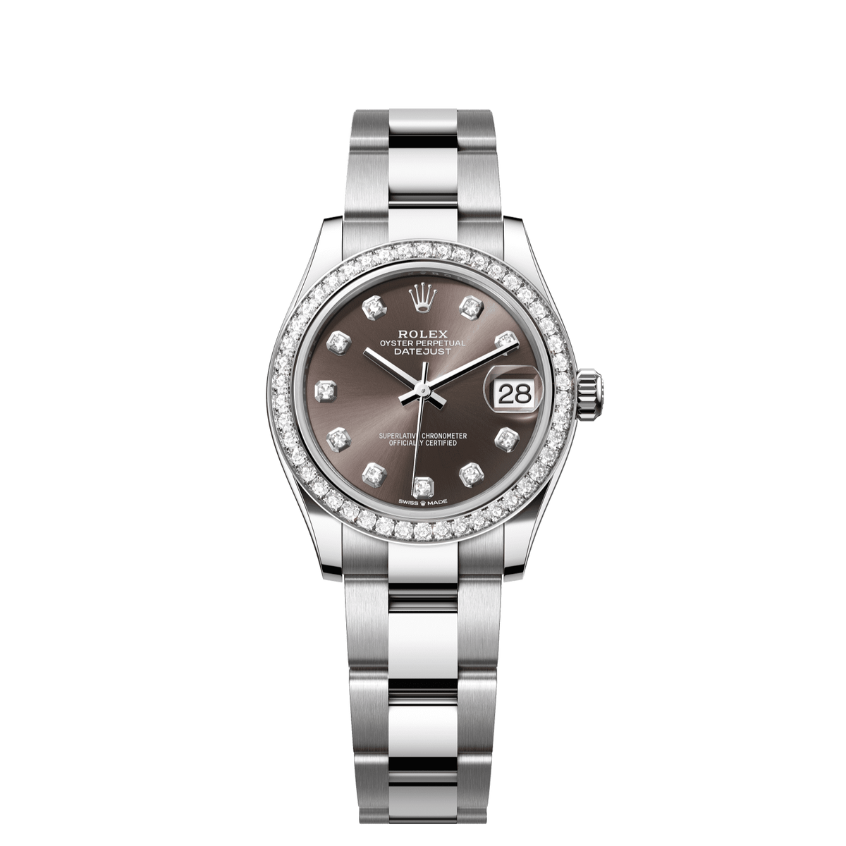 Rolex Datejust 31 31 mm Dark Grey Set With Diamonds Dial Oystersteel and White Gold Oyster Bracelet 278384rbr-0009 - WATCHXNYC