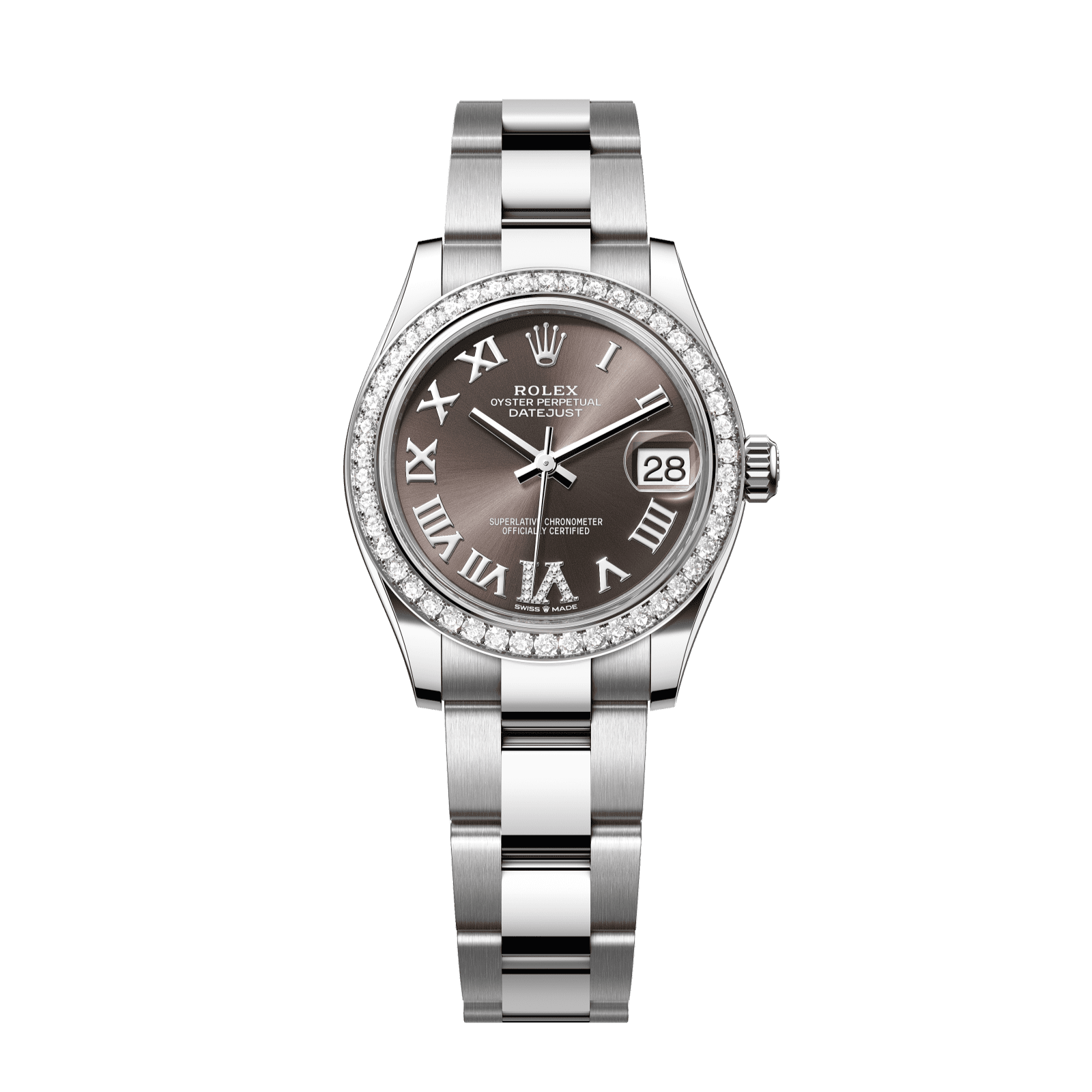 Rolex Datejust 31 31 mm Dark Grey Set With Diamonds Dial Oystersteel and White Gold Oyster Bracelet 278384rbr-0031 - WATCHXNYC