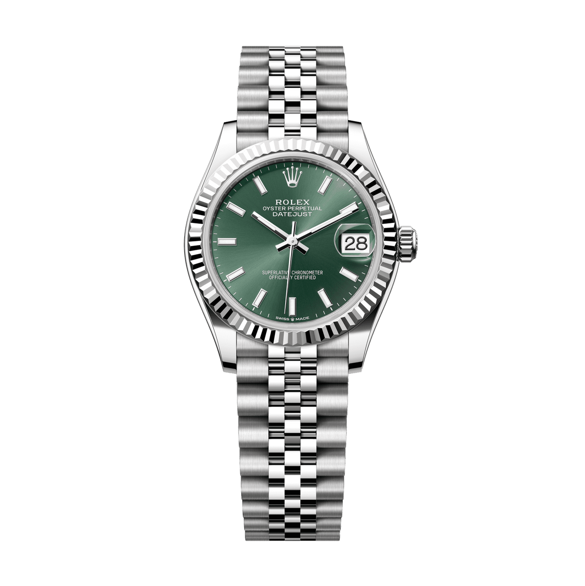Rolex Datejust 31 31 mm Mint Green Dial Oystersteel and White Gold Jubilee Bracelet 278274-0018 - WATCHXNYC