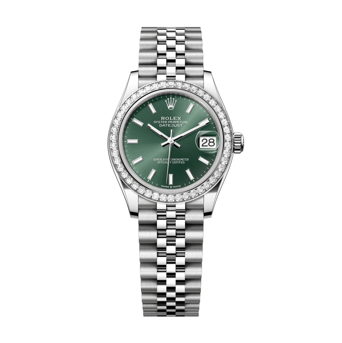 Rolex Datejust 31 31 mm Mint Green Dial with Diamonds Oystersteel and White Gold Jubilee Bracelet 278384rbr-0022 - WATCHXNYC