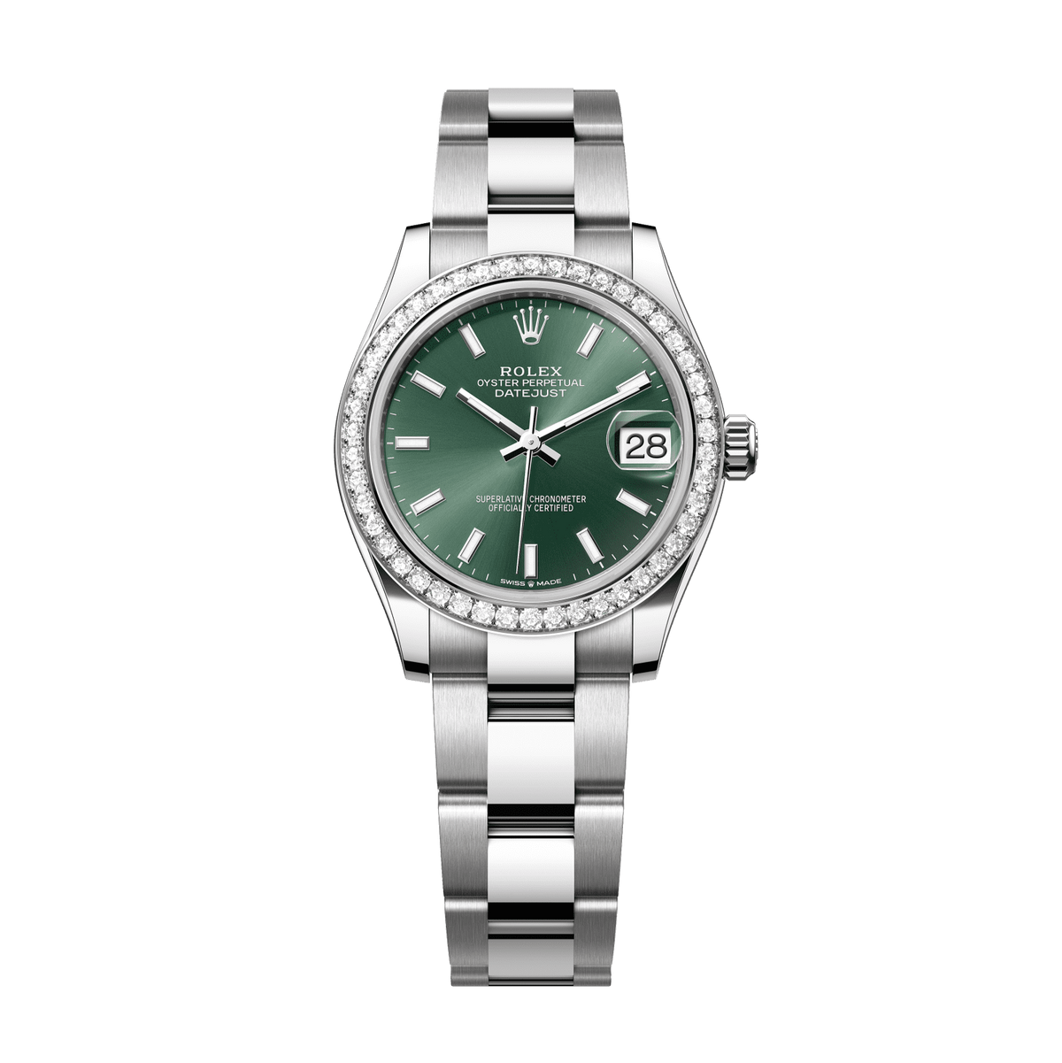Rolex Datejust 31 31 mm Mint Green Dial with Diamonds Oystersteel and White Gold Oyster Bracelet 278384rbr-0021 - WATCHXNYC