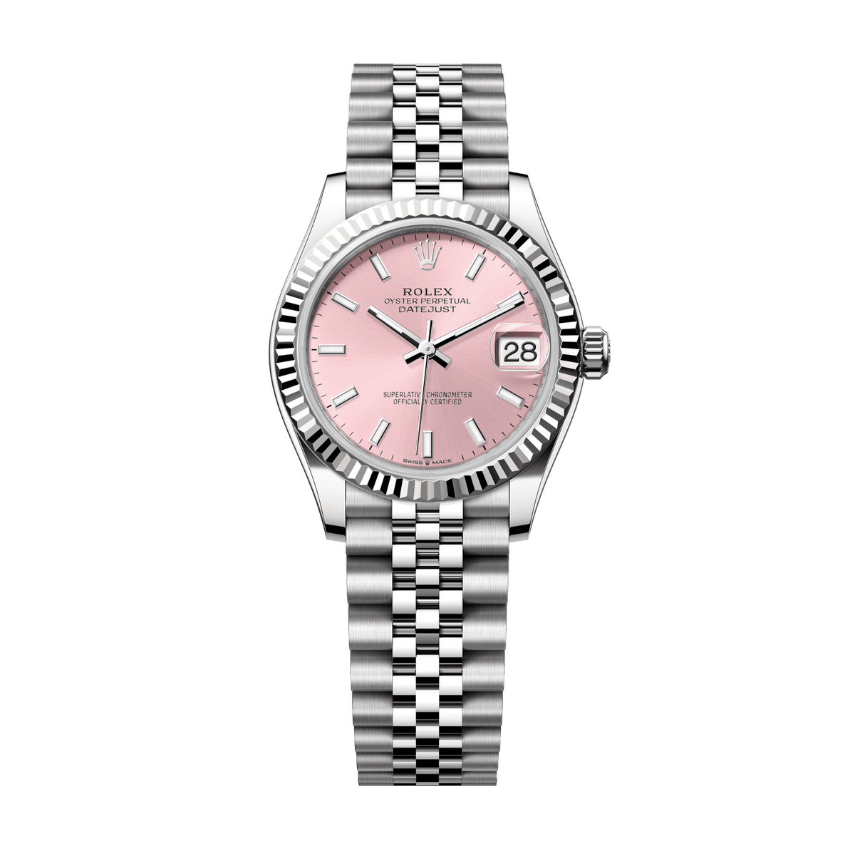 Rolex Datejust 31 31 mm Pink Dial Oystersteel and White Gold Jubilee Bracelet 278274-0014 - WATCHXNYC