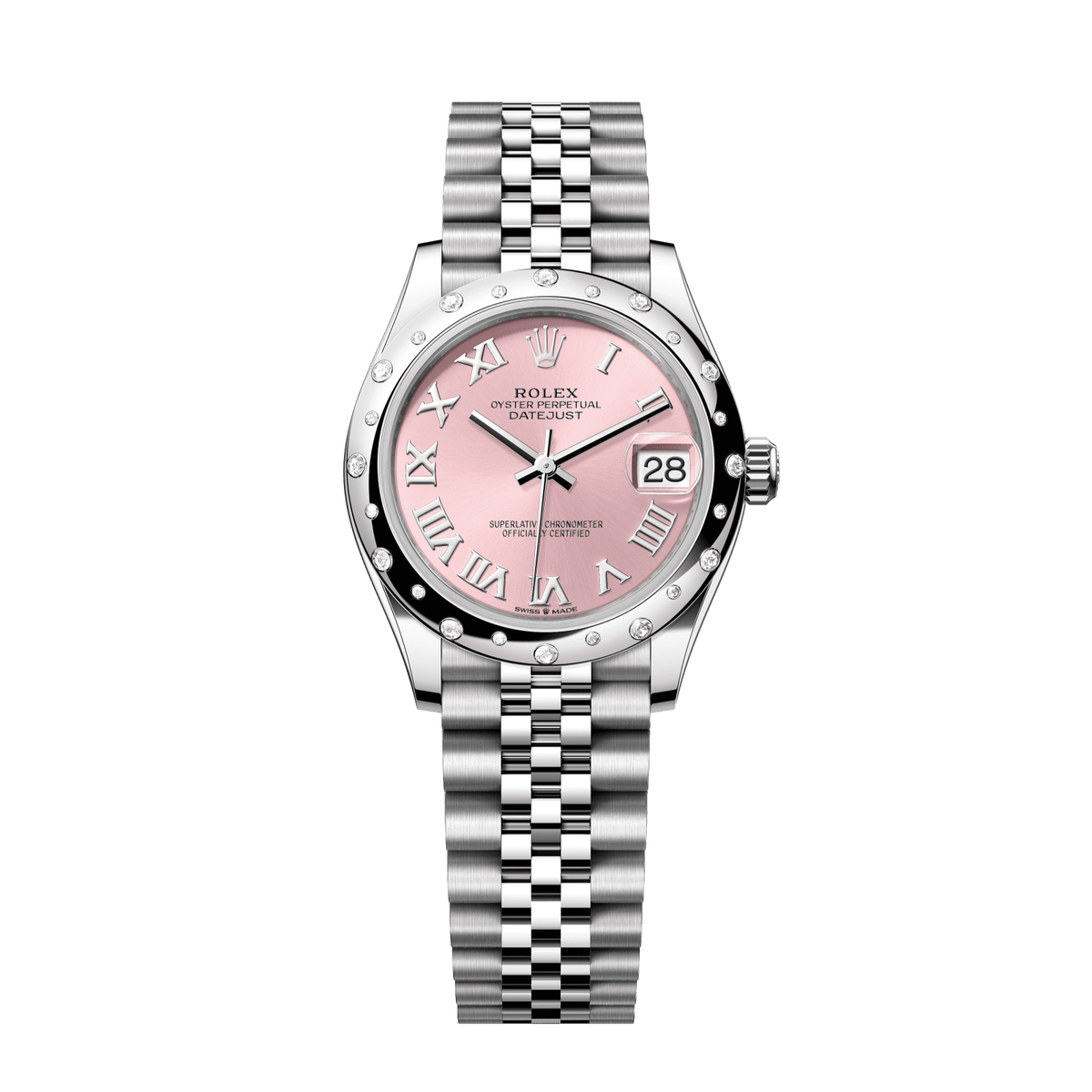 Rolex Datejust 31 31 mm Pink  Dial with Diamonds Oystersteel and White Gold Jubilee Bracelet 278344rbr-0022 - WATCHXNYC