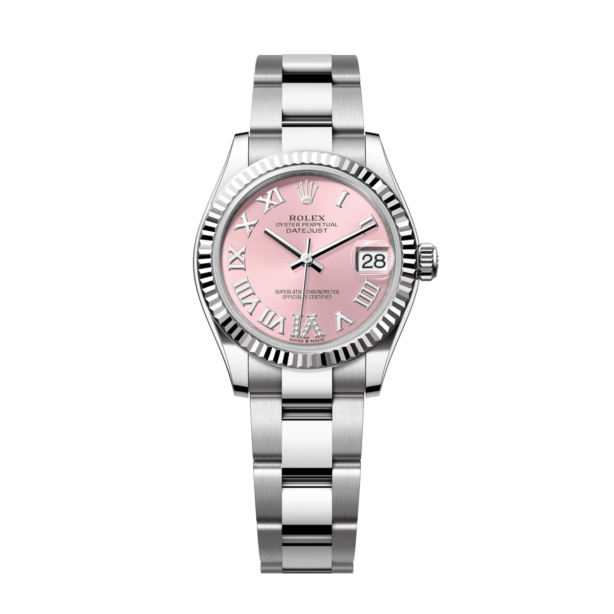 Rolex Datejust 31 31 mm Pink Set With Diamonds Dial Oystersteel and White Gold Oyster Bracelet 278274-0023 - WATCHXNYC