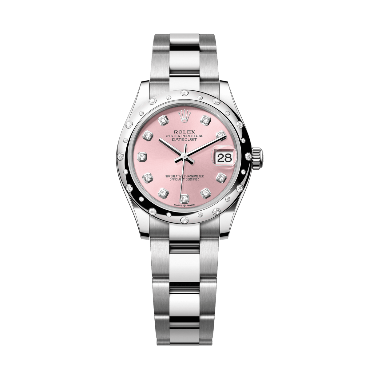 Rolex Datejust 31 31 mm Pink Set With Diamonds Dial Oystersteel and White Gold Oyster Bracelet 278344rbr-0033 - WATCHXNYC
