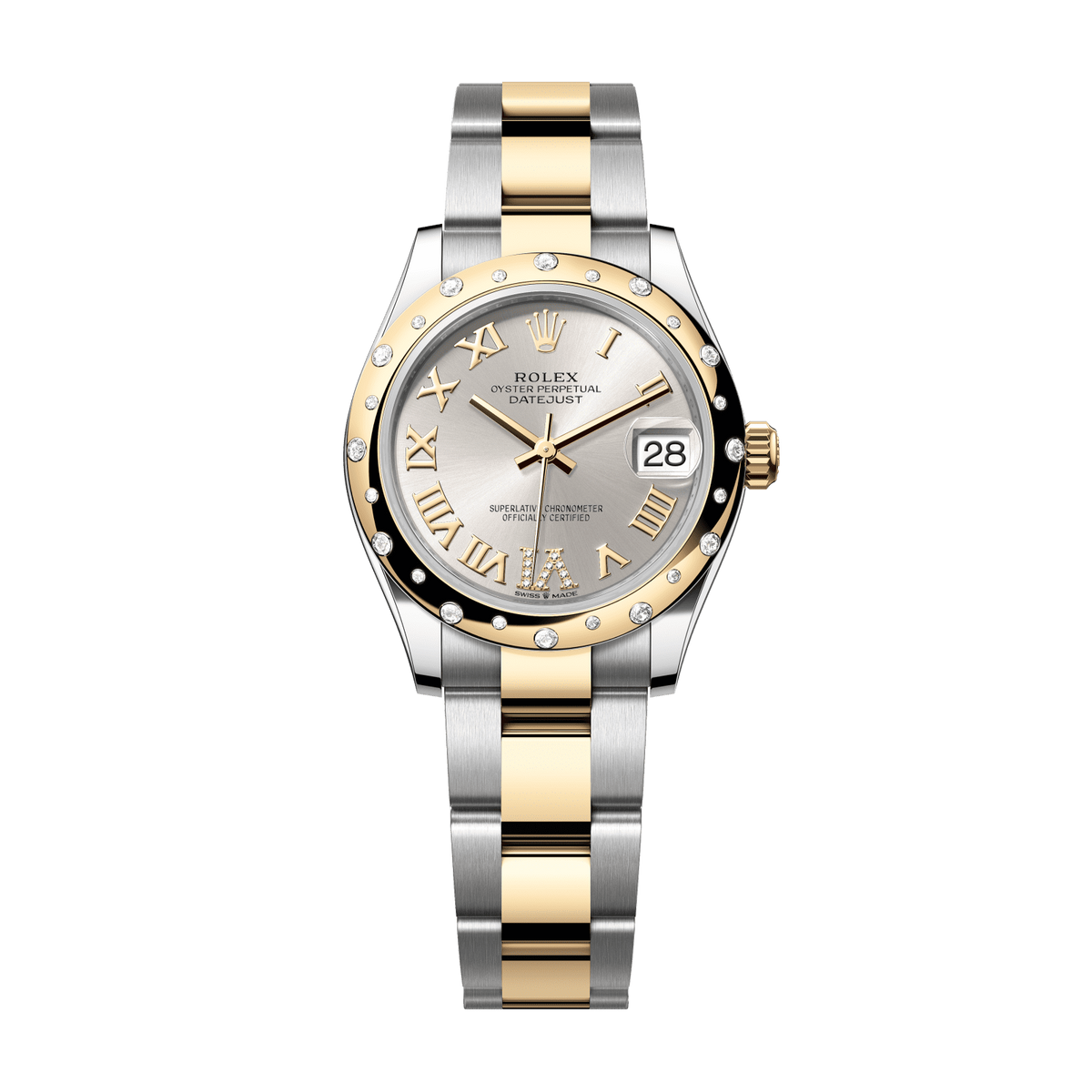 Rolex Datejust 31 31 mm Silver Set With Diamonds Dial Oystersteel and 18k Yellow Gold Oyster Bracelet 278343rbr-0003 - WATCHXNYC