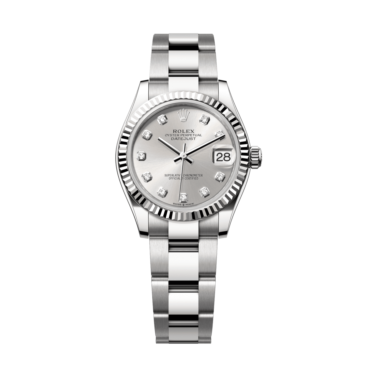 Rolex Datejust 31 31 mm Silver Set With Diamonds Dial Oystersteel and White Gold Oyster Bracelet 278274-0029 - WATCHXNYC