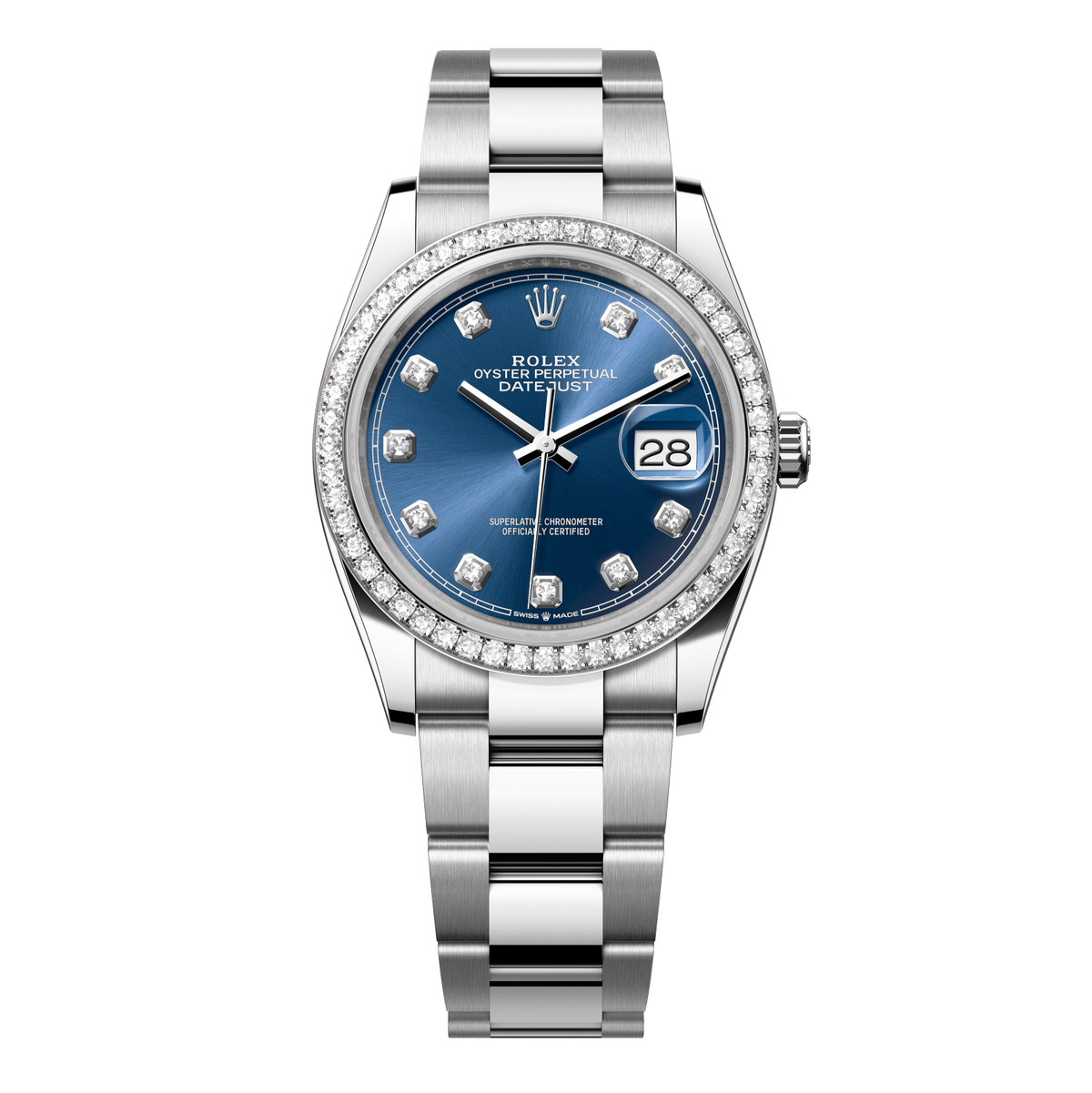 Rolex Datejust 36 36 mm Bright Blue Dial with Diamonds Oystersteel and White Gold Oyster Bracelet 126284rbr-0030 - WATCHXNYC
