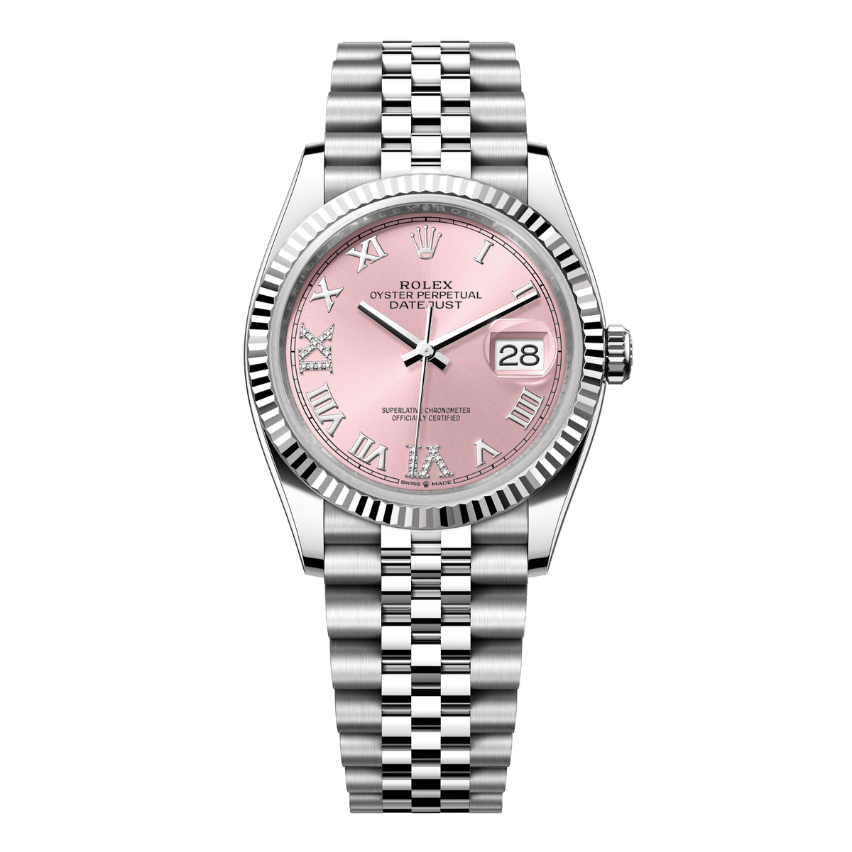 Rolex Datejust 36 36 mm Pink Set With Diamonds Dial Oystersteel and White Gold Jubilee Bracelet 126234-0031 - WATCHXNYC