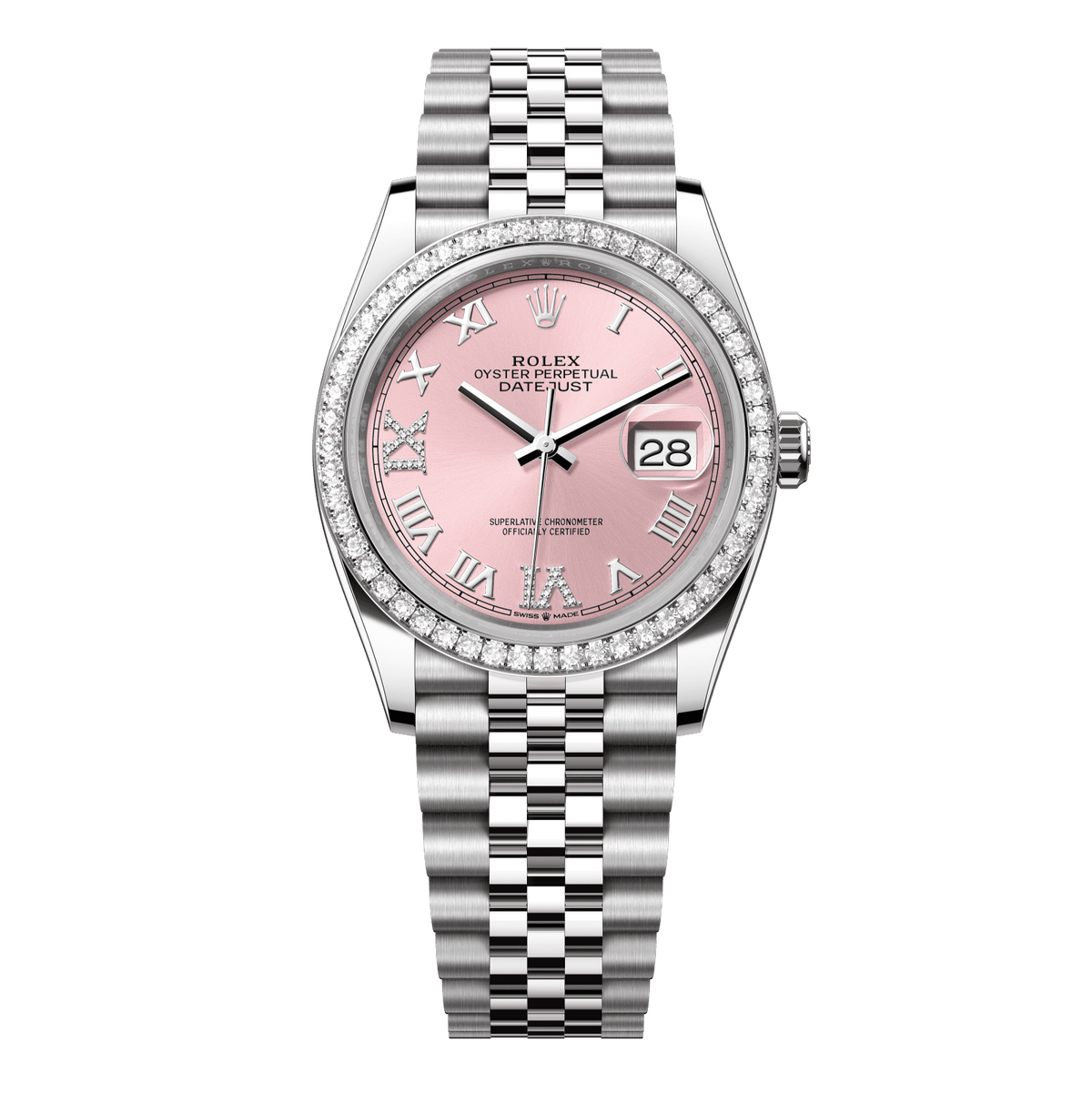 Rolex Datejust 36 36 mm Pink Set With Diamonds Dial Oystersteel and White Gold Jubilee Bracelet 126284rbr-0023 - WATCHXNYC