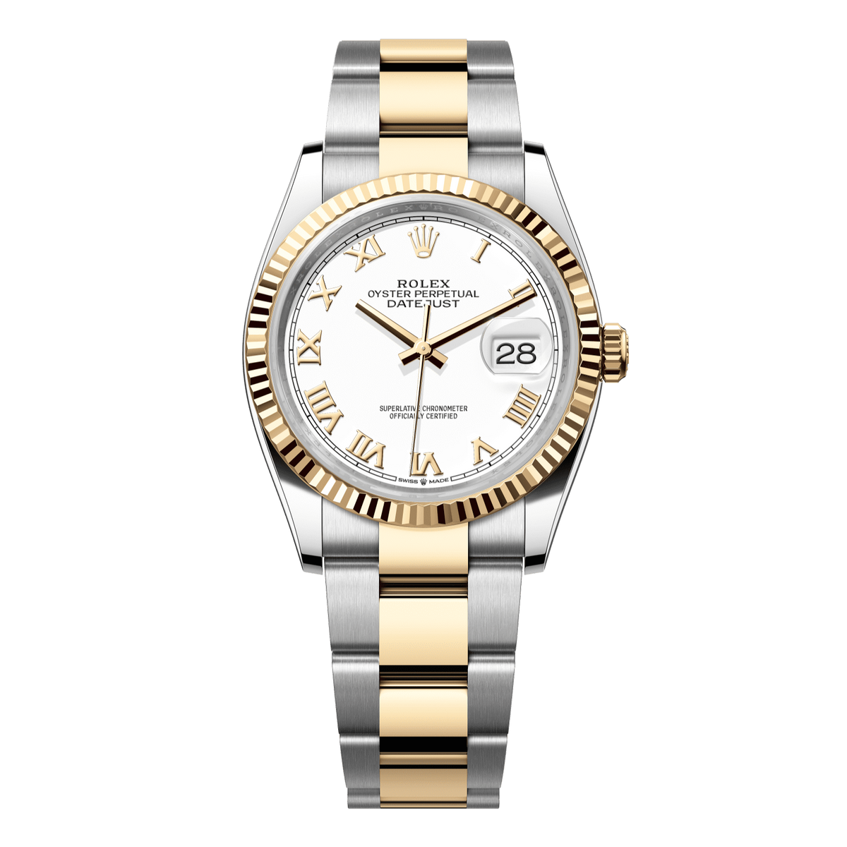 Rolex Datejust 36 36 mm White  Dial Oystersteel and 18k Yellow Gold Oyster Bracelet 126233-0030 - WATCHXNYC