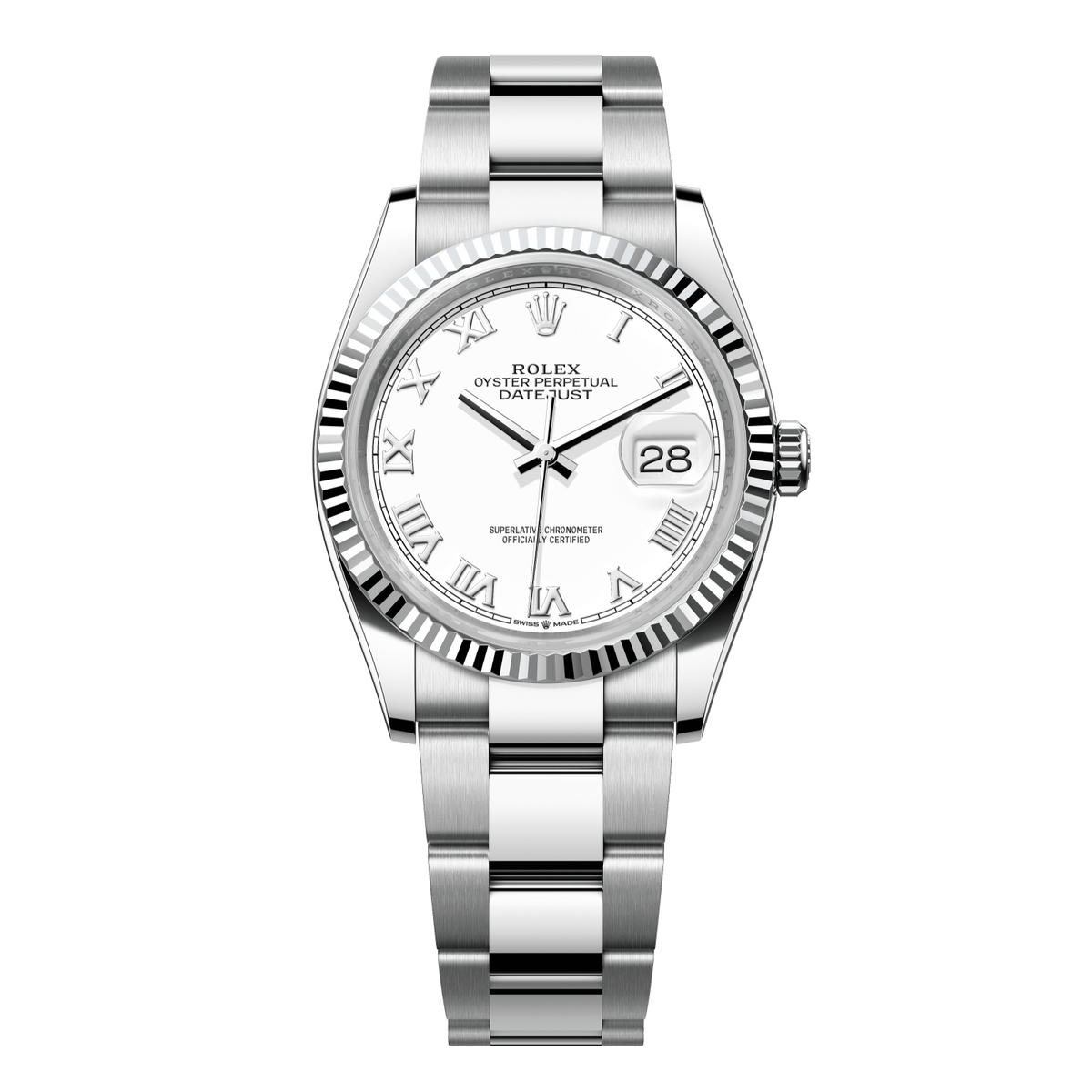 Rolex Datejust 36 36 mm White Dial Oystersteel and White Gold Oyster Bracelet 126234-0026 - WATCHXNYC
