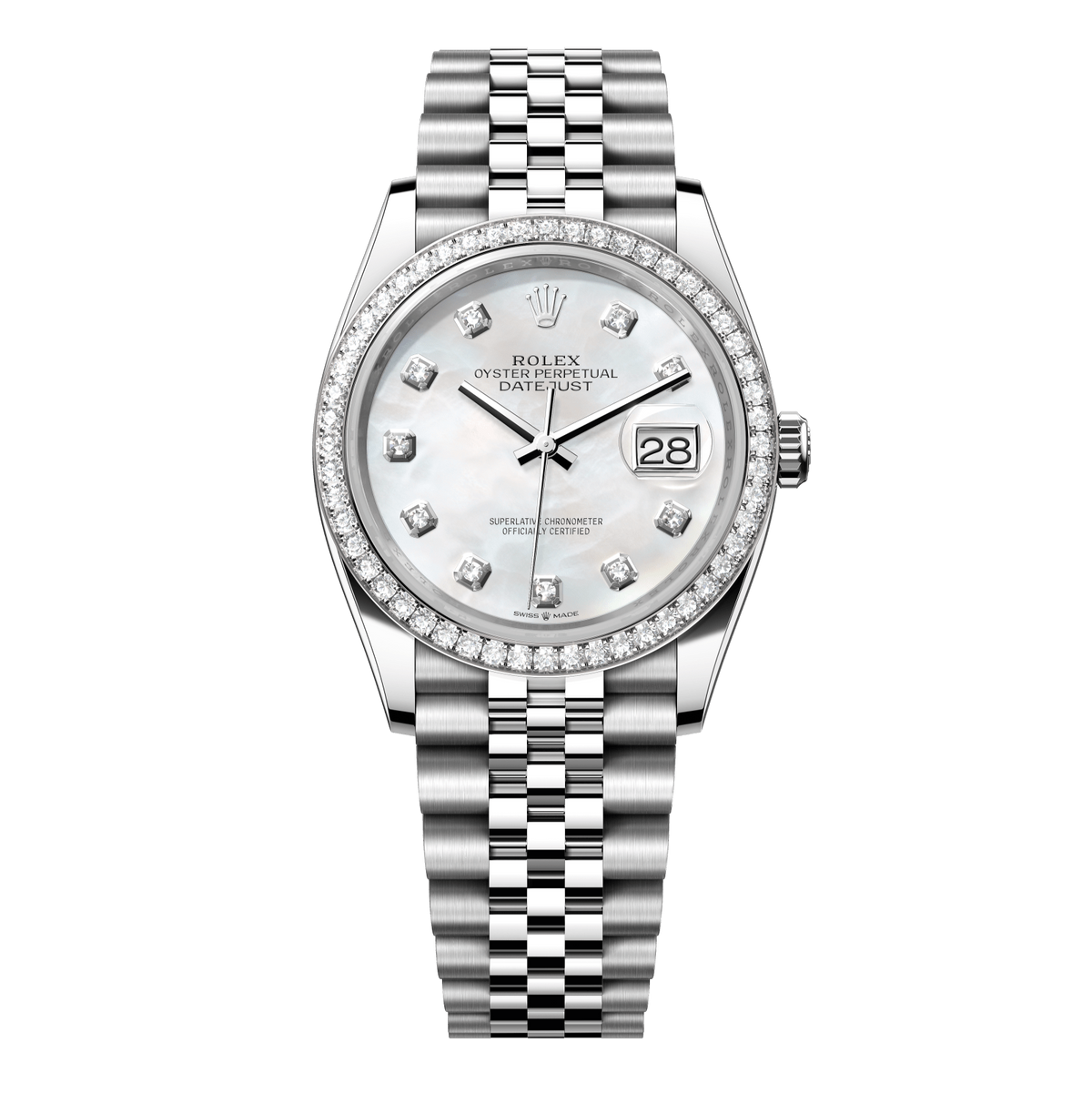 Rolex Datejust 36 36 mm White Mother-Of-Pearl Dial with Diamonds Oystersteel and White Gold Jubilee Bracelet 126284rbr-0011 - WATCHXNYC
