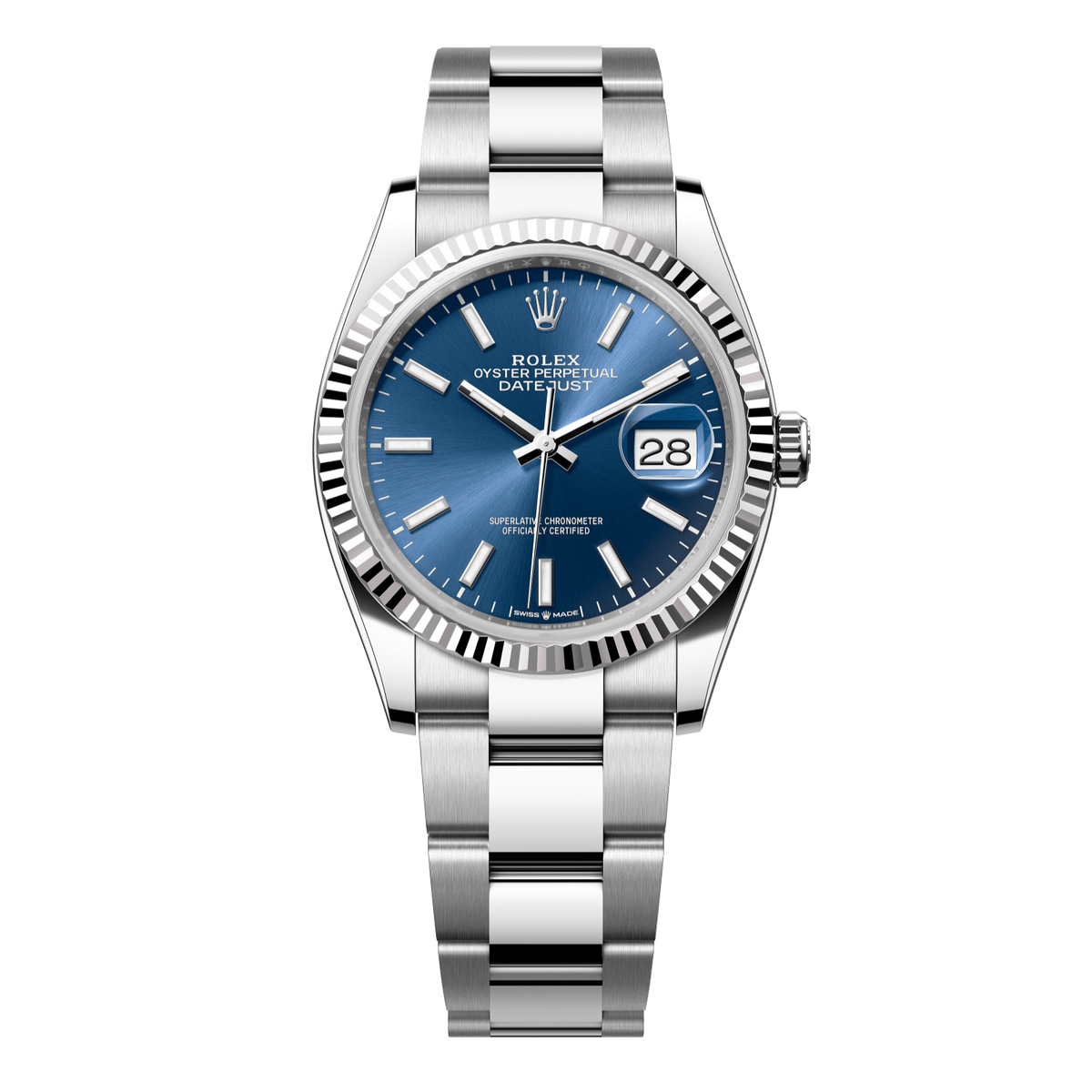 Rolex Datejust 36 36mm Bright Blue  Dial Oystersteel and White Gold Oyster Bracelet 126234-0018 - WATCHXNYC