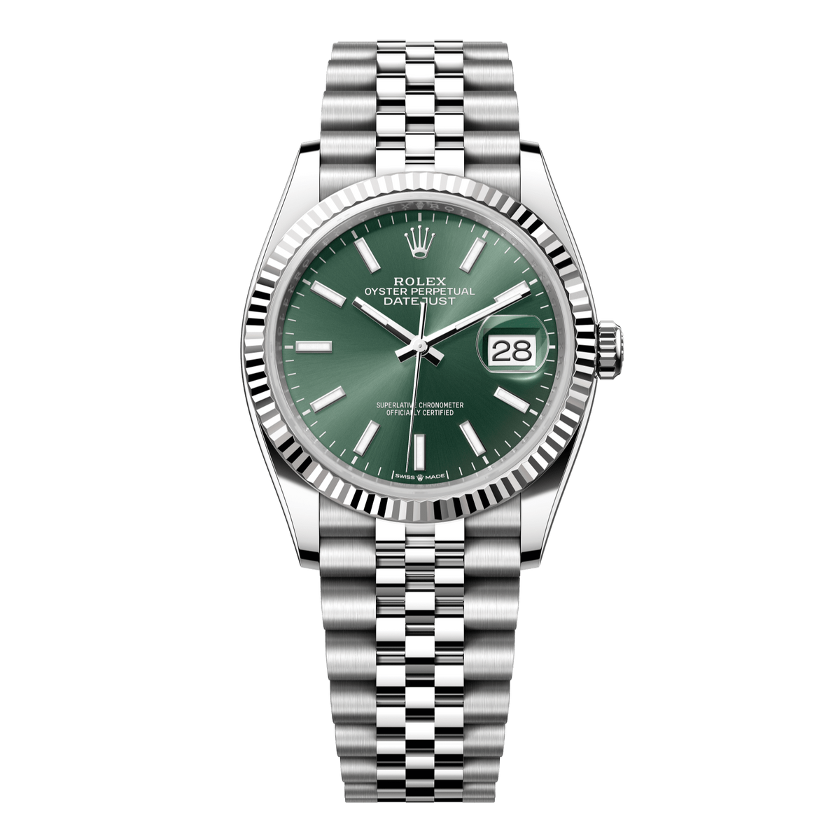 Rolex Datejust 36 36mm Mint Green Dial Oystersteel and White Gold Jubilee Bracelet 126234-0051 - WATCHXNYC