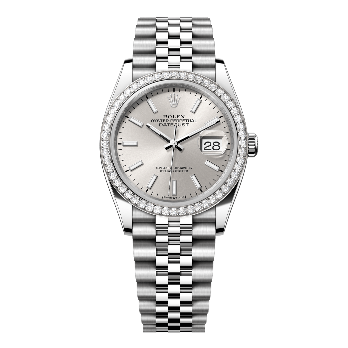 Rolex Datejust 36 36mm Silver Dial with Diamonds Oystersteel and White Gold Jubilee Bracelet 126284rbr-0005 - WATCHXNYC