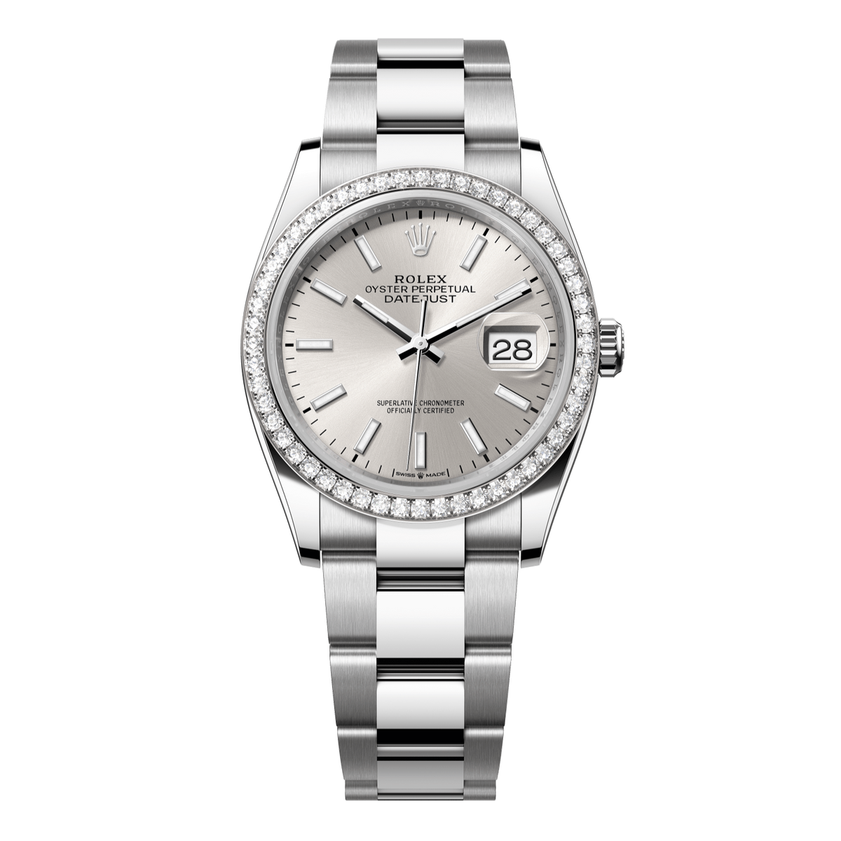 Rolex Datejust 36 36mm Silver Dial with Diamonds Oystersteel and White Gold Oyster Bracelet 126284rbr-0006 - WATCHXNYC
