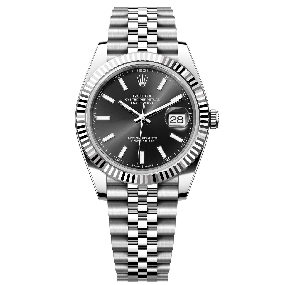 Rolex Datejust 41 41 mm Bright Black Dial Oystersteel and White Gold Jubilee Bracelet 126334-0018 - WATCHXNYC