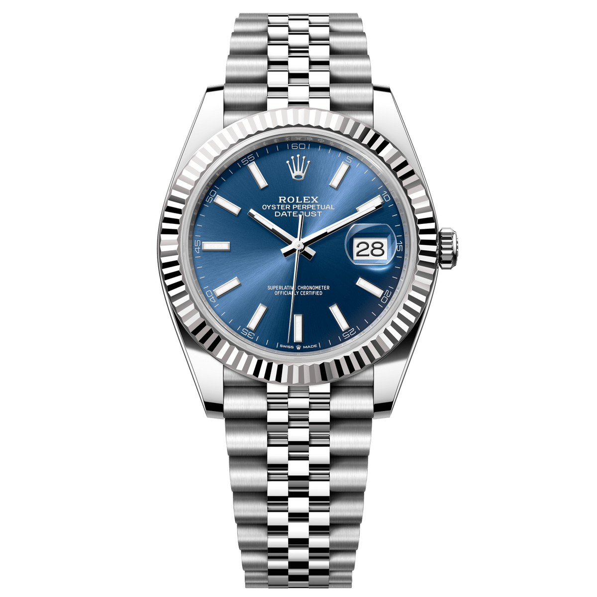 Rolex Datejust 41 41 mm Bright Blue Dial Oystersteel and White Gold Jubilee Bracelet 126334-0002 - WATCHXNYC