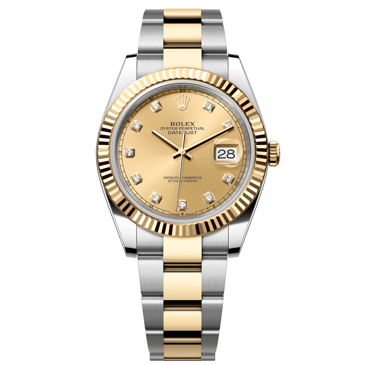 Rolex Datejust 41 41 mm Champagne-Colour Set With Diamonds Dial Oystersteel and 18k Yellow Gold Oyster Bracelet 126333-0011 - WATCHXNYC