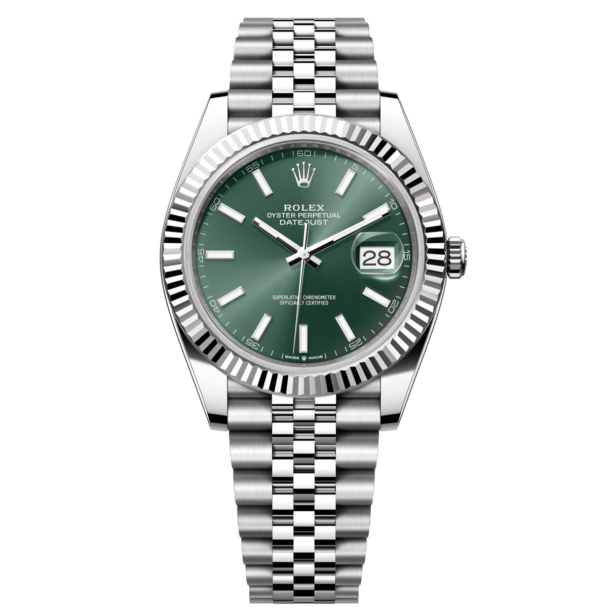 Rolex Datejust 41 mm Mint Green Dial Oystersteel and White Gold Jubilee Bracelet 126334-0028 - WATCHXNYC