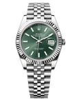 Rolex Datejust 41 mm Mint Green Dial Oystersteel and White Gold Jubilee Bracelet 126334-0028 - WATCHXNYC