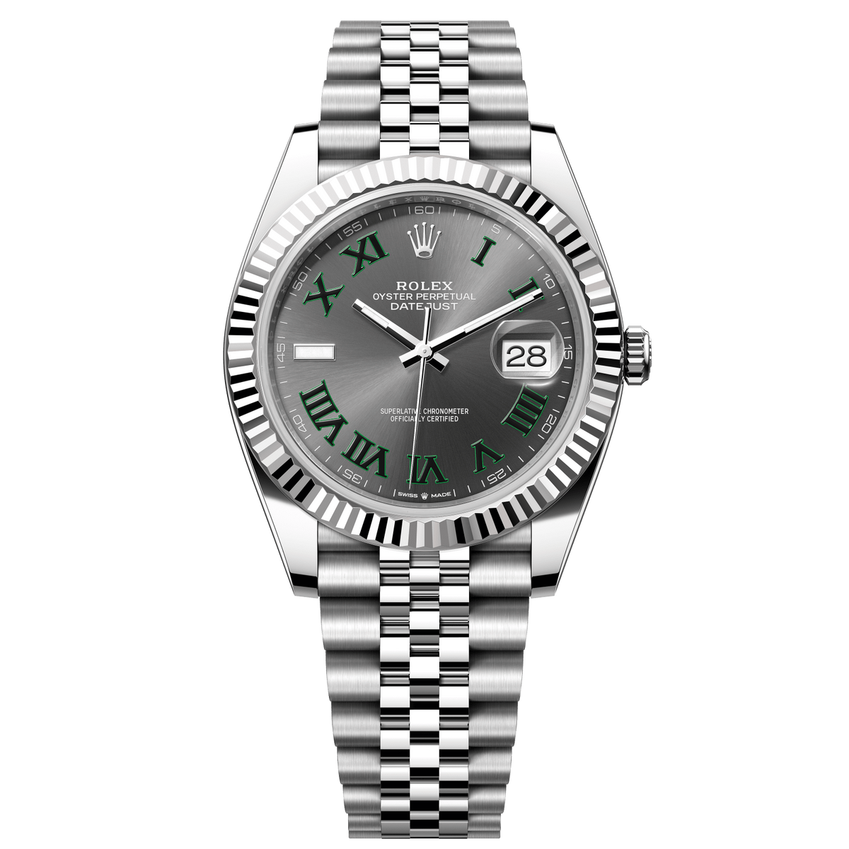 Rolex Datejust 41 mm Wimbledon Slate Dial Oystersteel and White Gold Jubilee Bracelet 126334-0022 - WATCHXNYC