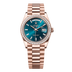Rolex Day-Date 36 mm Blue-Green Set With Diamonds Dial 18 kt Everose Gold President Bracelet 128345rbr-0083