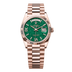 Rolex Day-Date 36 mm Green Aventurine Set With Diamonds Dial 18 kt Everose Gold President Bracelet 128235-0068