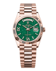 Rolex Day-Date 36 36 mm Green Aventurine Set With Diamonds Dial 18 kt Everose Gold President Bracelet 128235-0068 - WATCHXNYC