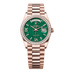 Rolex Day-Date 36 mm Green Aventurine Set With Diamonds Dial 18 kt Everose Gold President Bracelet 128345rbr-0068