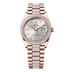 Rolex Day-Date 36 mm Silver Set With Diamonds Dial 18 kt Everose Gold President Bracelet 128345rbr-0082